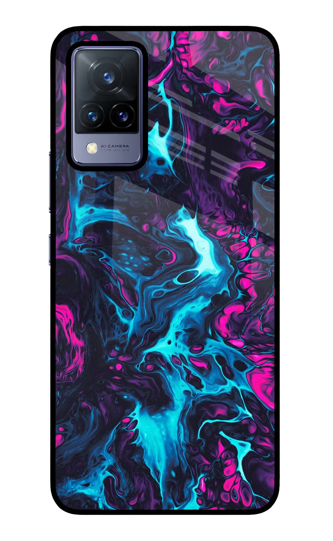 Abstract Vivo V21 Glass Case Back Cover by Casekaro