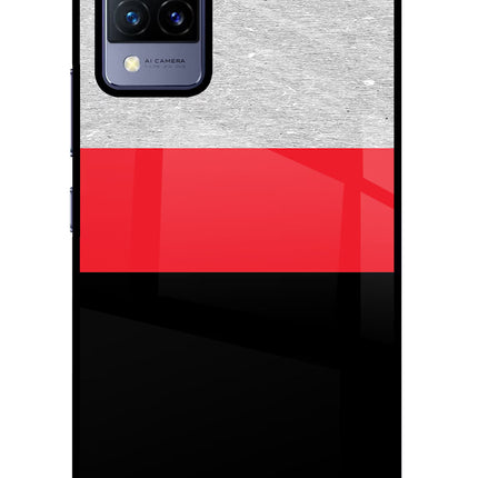 Tri Color Pattern Vivo V21 Glass Case Back Cover by Casekaro