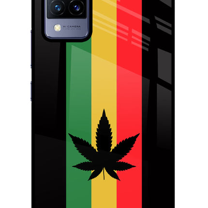Weed Flag Vivo V21 Glass Case Back Cover by Casekaro