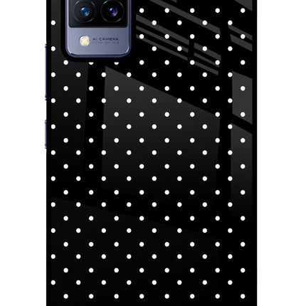 White Dots Vivo V21 Glass Case Back Cover by Casekaro