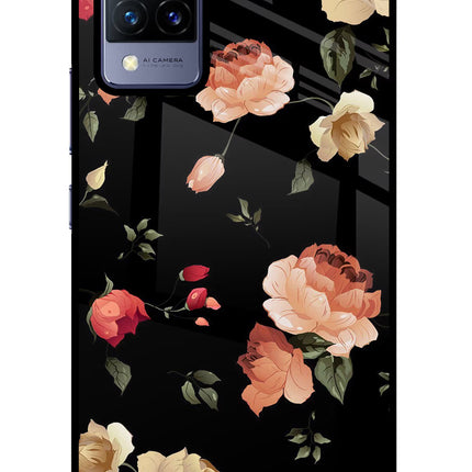 Flowers Vivo V21 Glass Case Back Cover by Casekaro