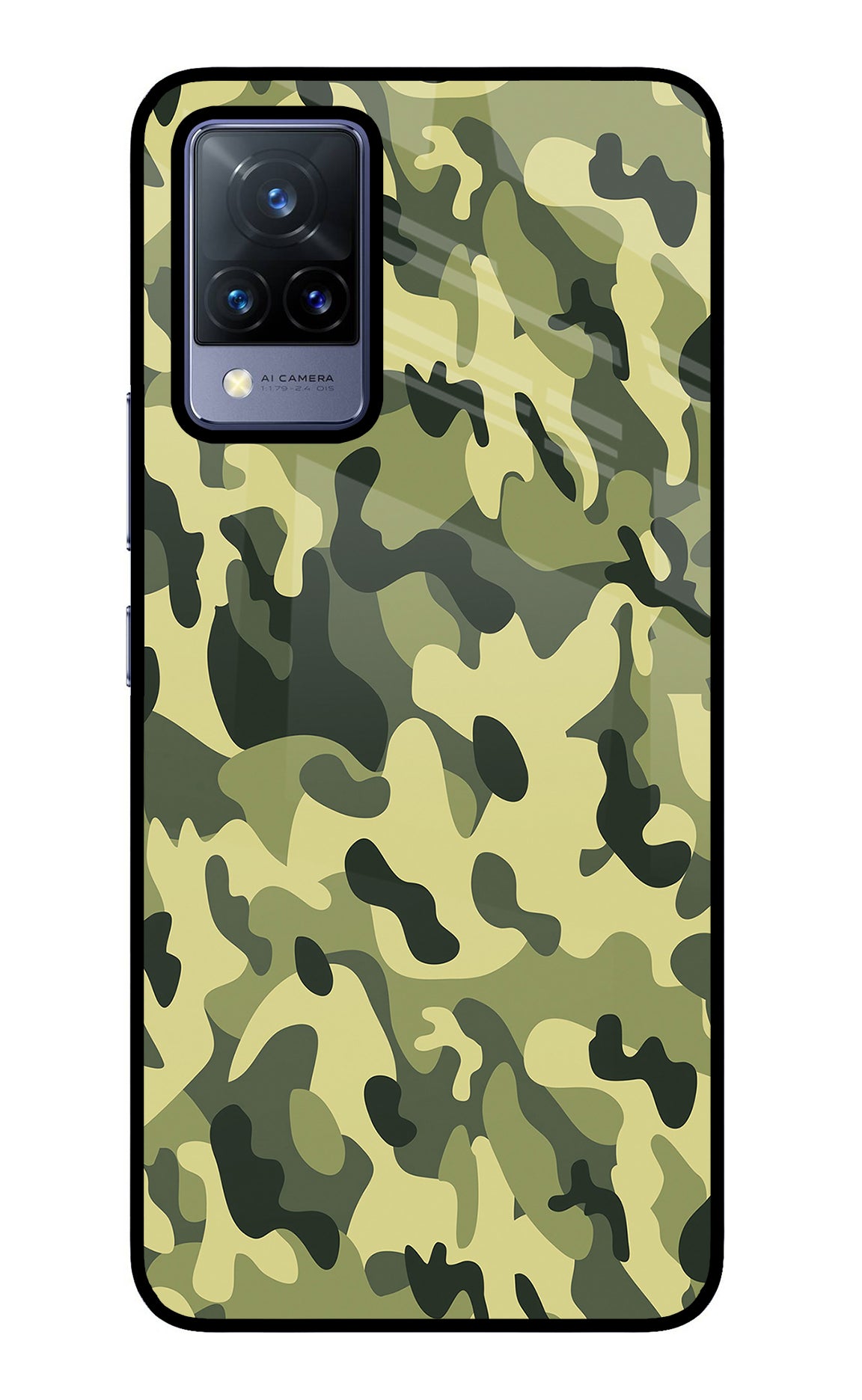 Camouflage Vivo V21 Glass Case