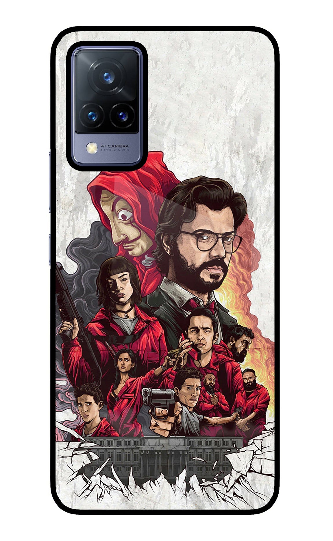 Money Heist Artwork Vivo V21 Glass Case