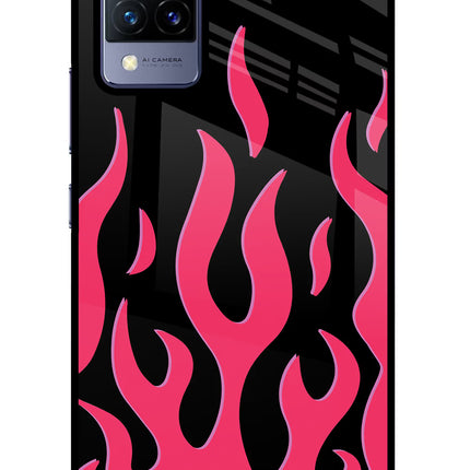 Fire Flames Vivo V21 Glass Case