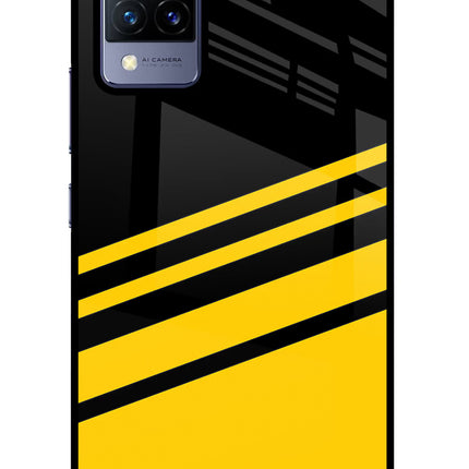 Yellow Shades Vivo V21 Glass Case Back Cover by Casekaro