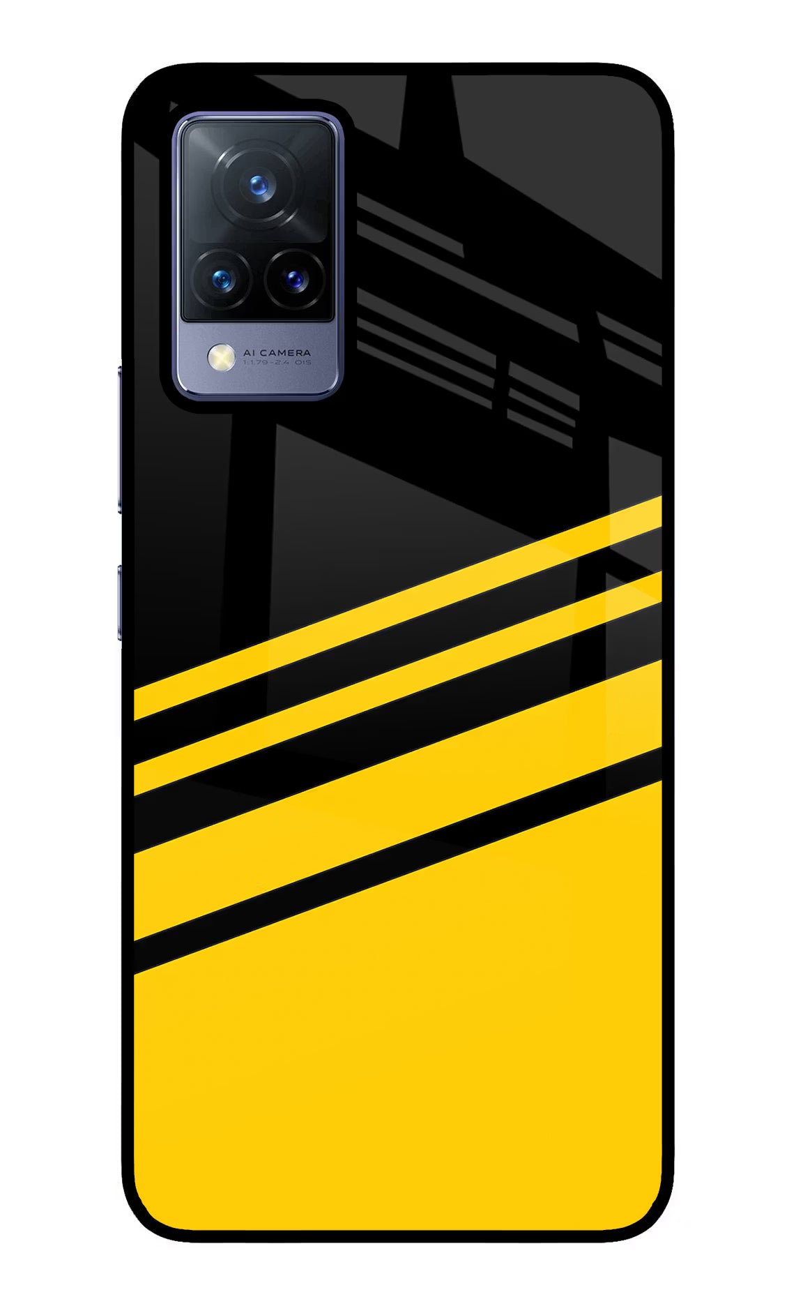 Yellow Shades Vivo V21 Glass Case Back Cover by Casekaro