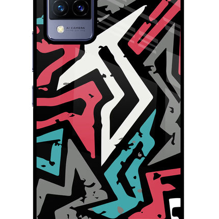 Geometric Graffiti Vivo V21 Glass Case Back Cover by Casekaro