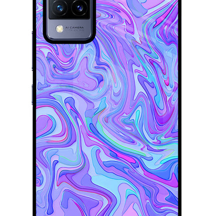 Glitter Vivo V21 Glass Case Back Cover by Casekaro