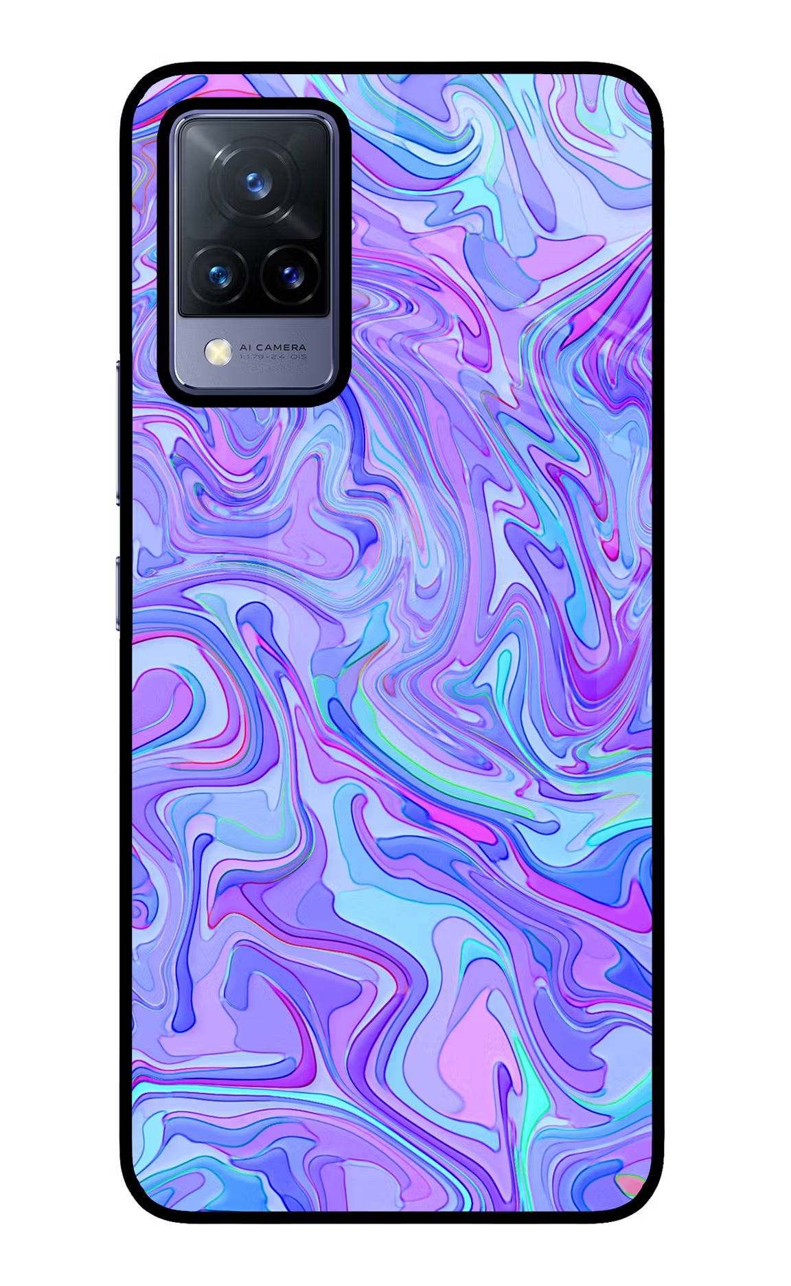 Glitter Vivo V21 Glass Case Back Cover by Casekaro