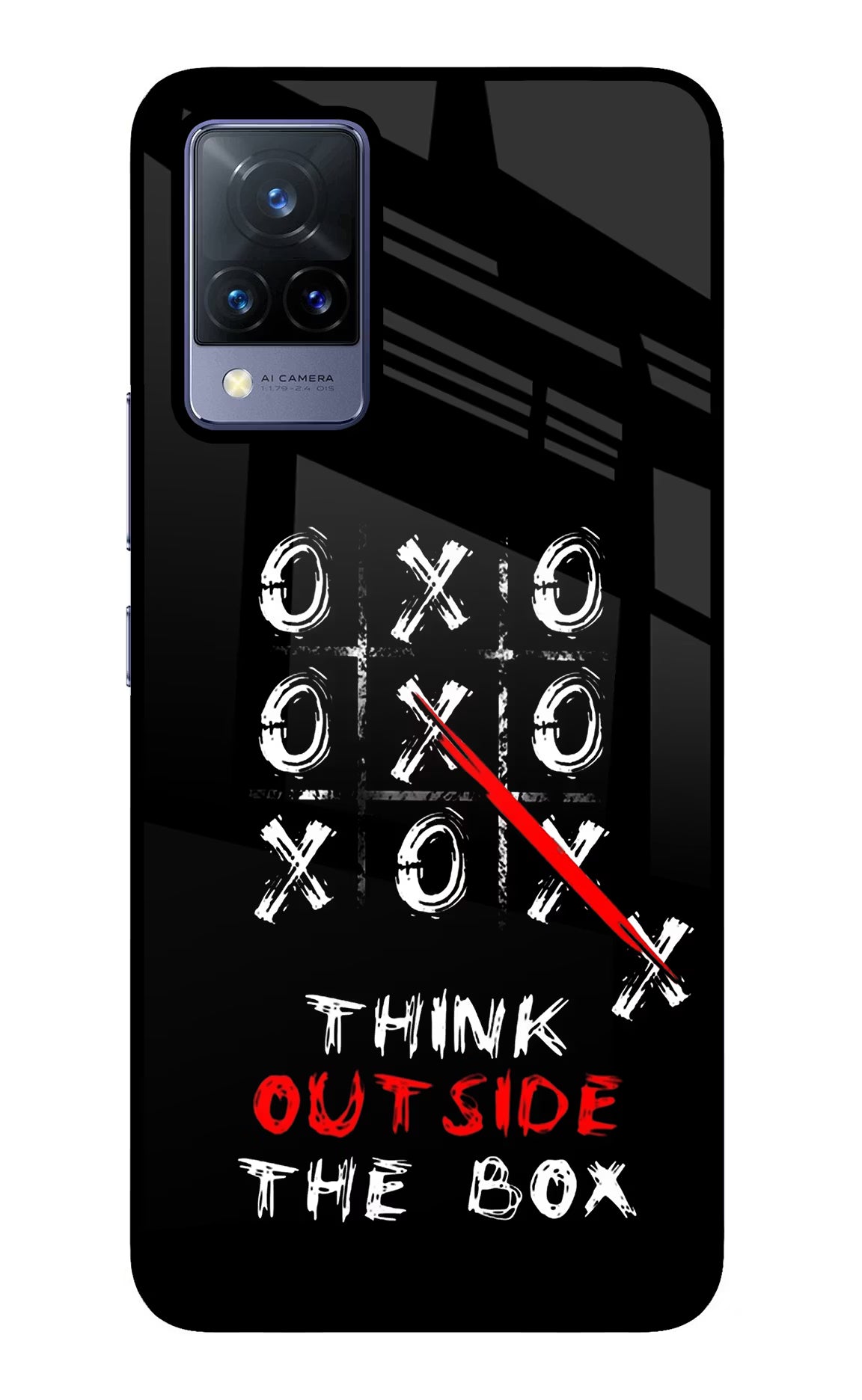 Think out of the BOX Vivo V21 Glass Case Back Cover by Casekaro