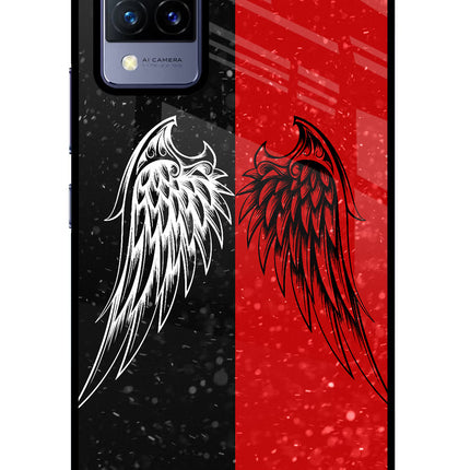 Wings Vivo V21 Glass Case Back Cover by Casekaro