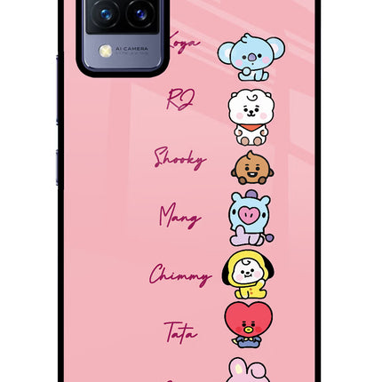 BTS names Vivo V21 Glass Case Back Cover by Casekaro