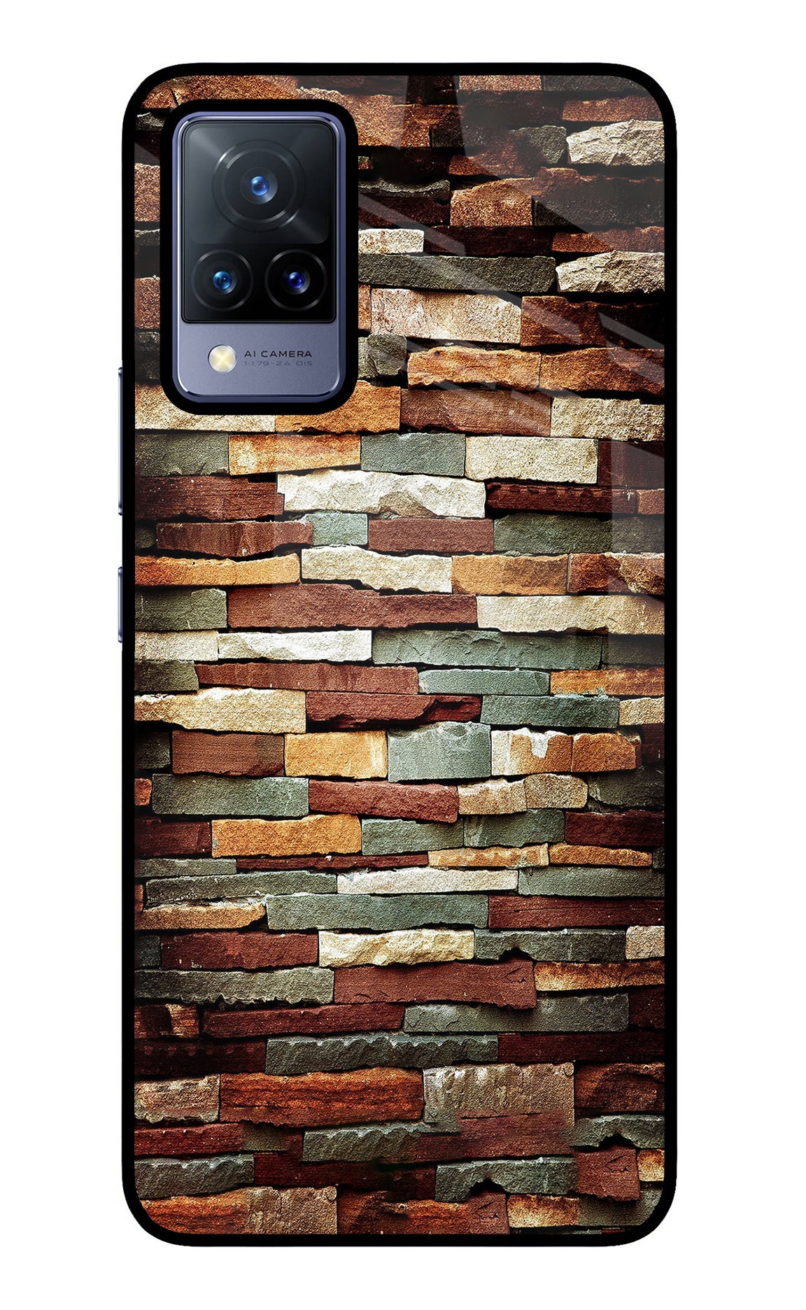 Bricks Pattern Vivo V21 Glass Case