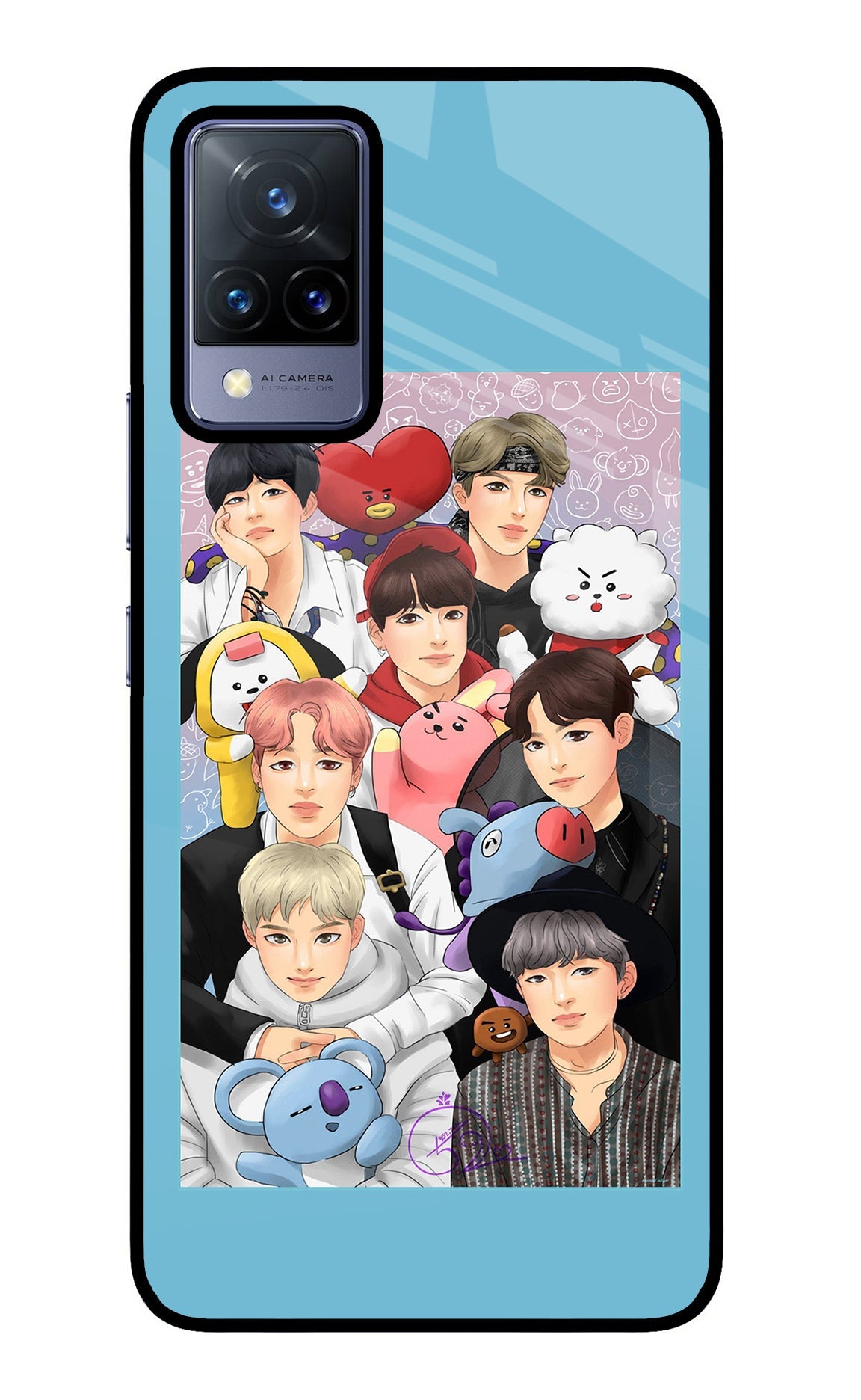 BTS with animals Vivo V21 Glass Case