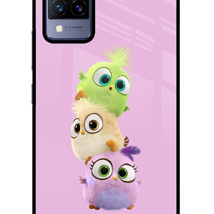Cute Little Birds Vivo V21 Glass Case Back Cover by Casekaro