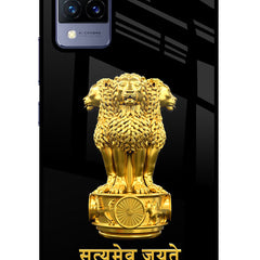 Satyamev Jayate Golden Vivo V21 Glass Case