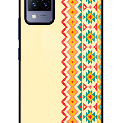 Ethnic Seamless Vivo V21 Glass Case Back Cover by Casekaro