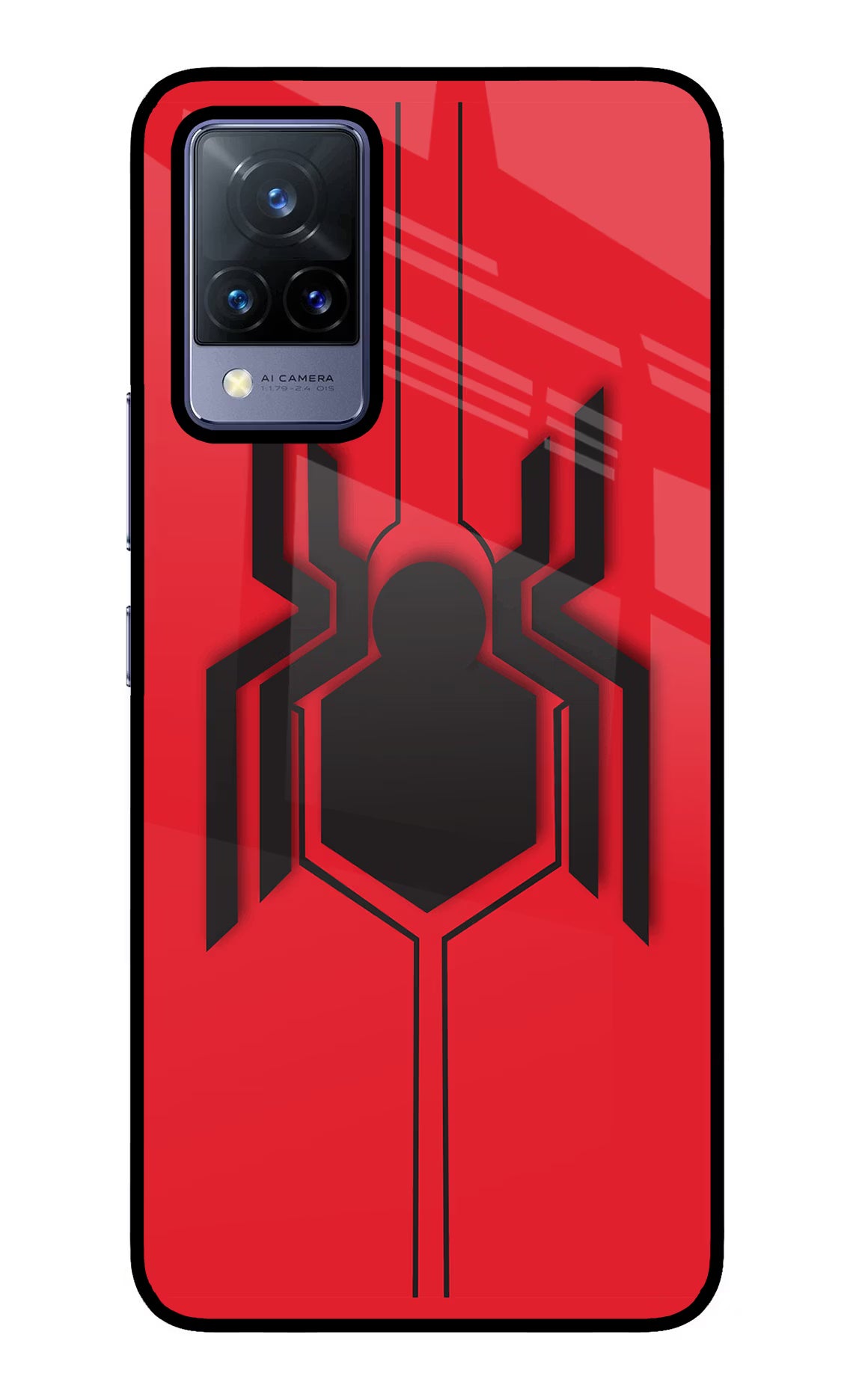 Spider Vivo V21 Glass Case Back Cover by Casekaro
