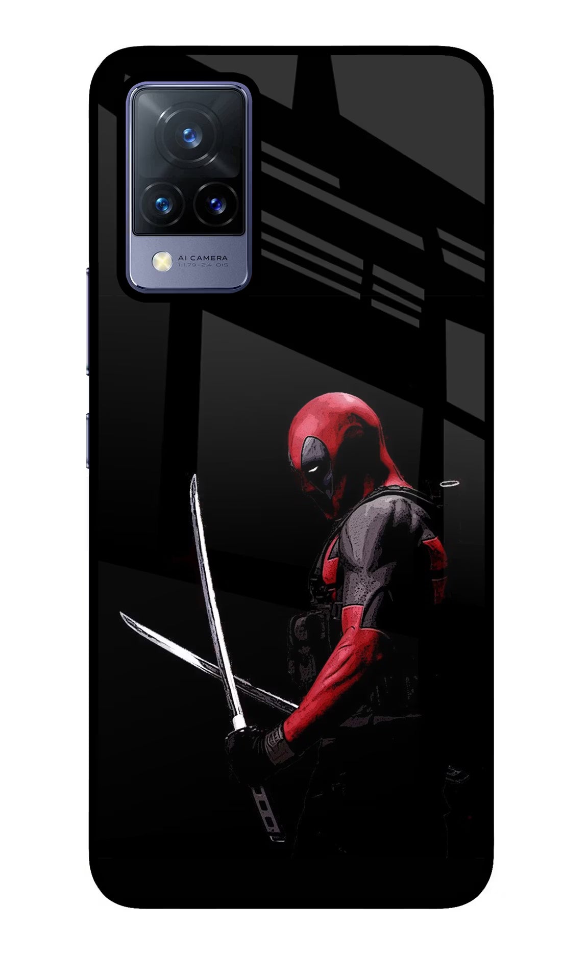 Deadpool Vivo V21 Glass Case Back Cover by Casekaro