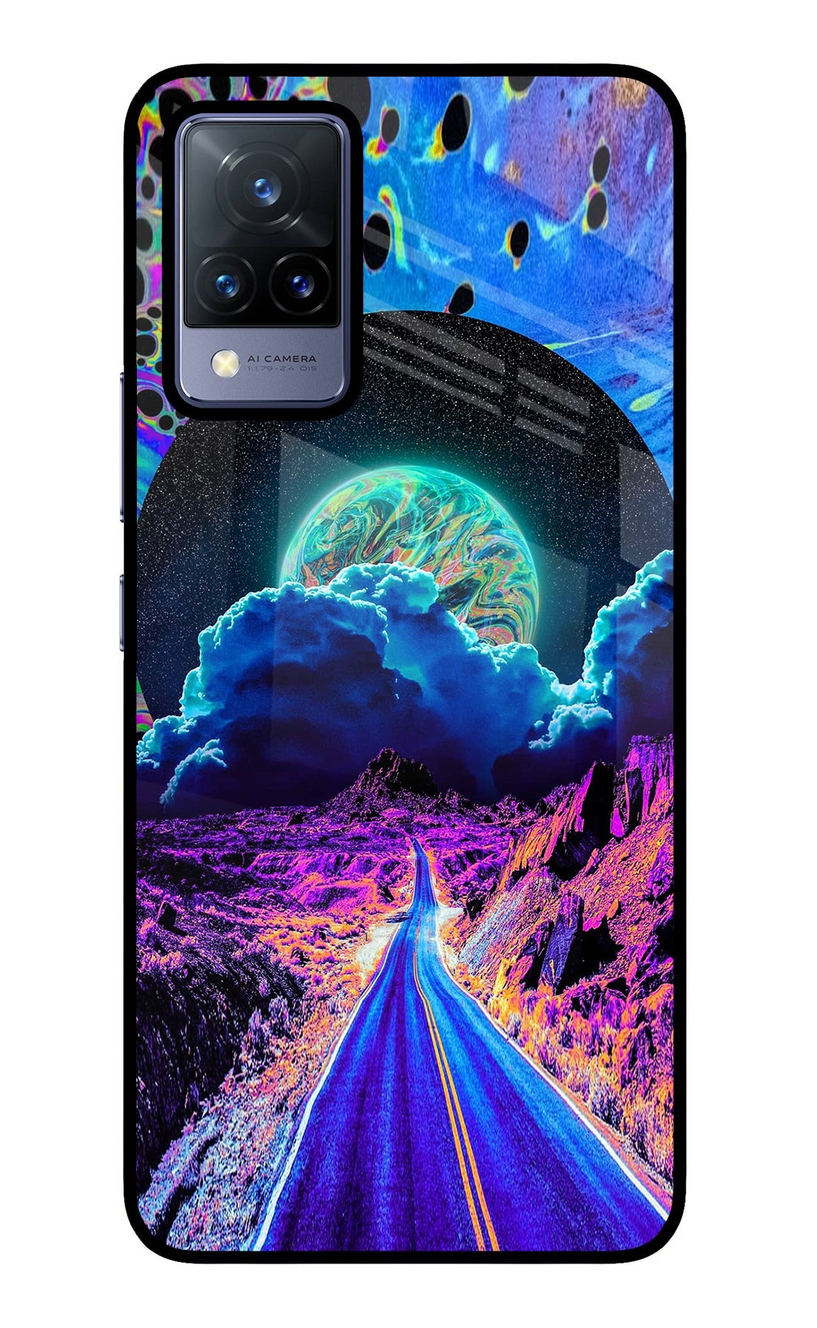 Psychedelic Painting Vivo V21 Glass Case