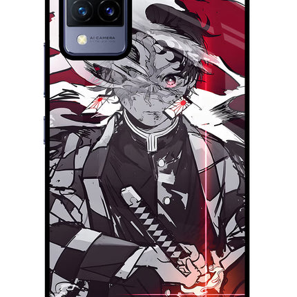 Demon Slayer Vivo V21 Glass Case Back Cover by Casekaro
