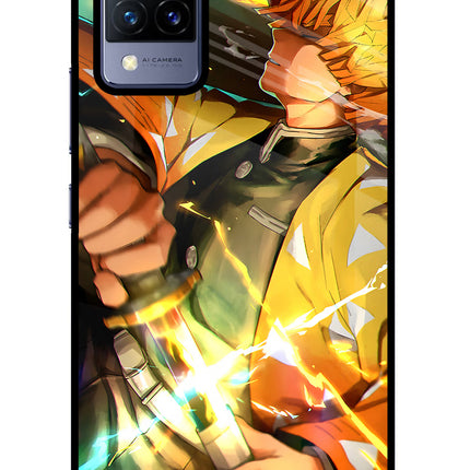 Demon Slayer Vivo V21 Glass Case Back Cover by Casekaro