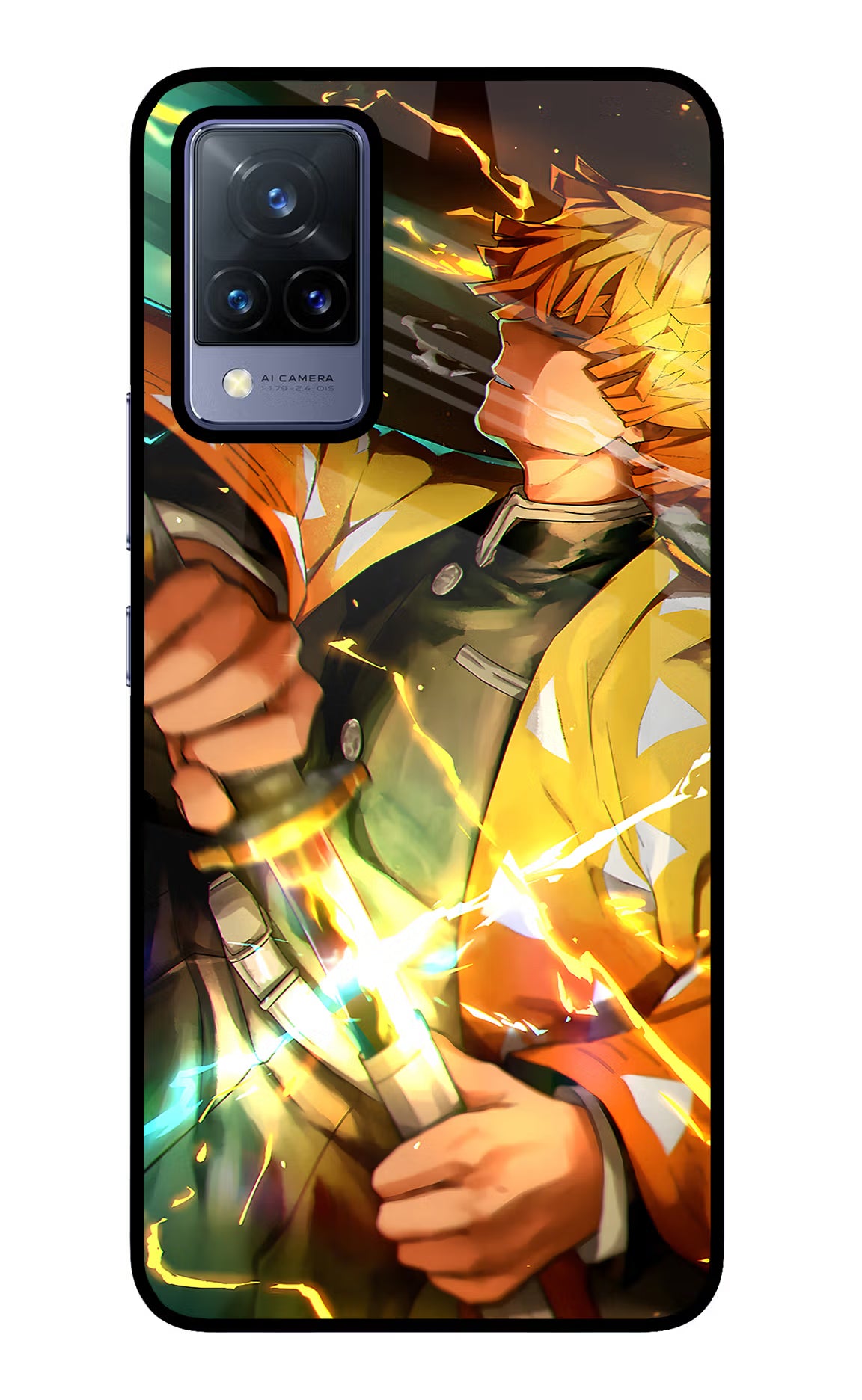 Demon Slayer Vivo V21 Glass Case Back Cover by Casekaro