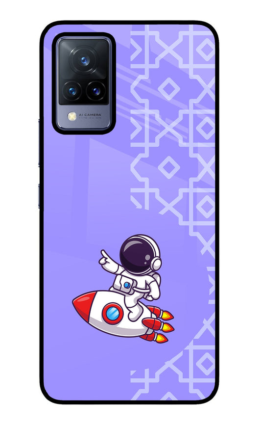 Cute Astronaut Vivo V21 Glass Case