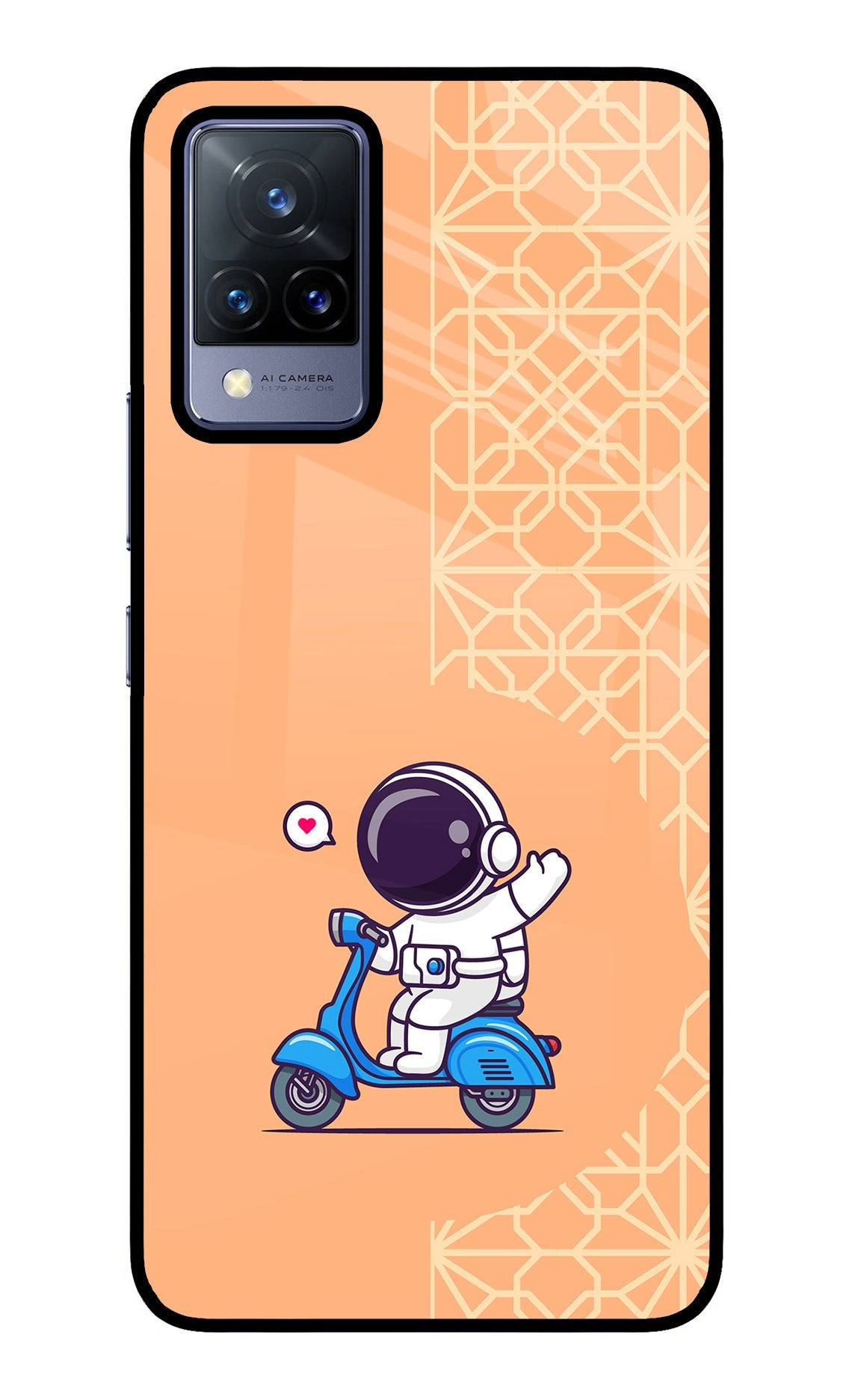 Cute Astronaut Riding Vivo V21 Glass Case