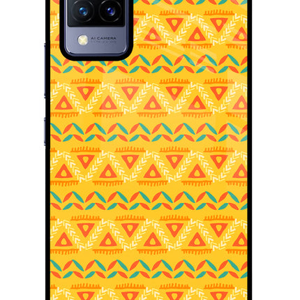 Tribal Pattern Vivo V21 Glass Case Back Cover by Casekaro