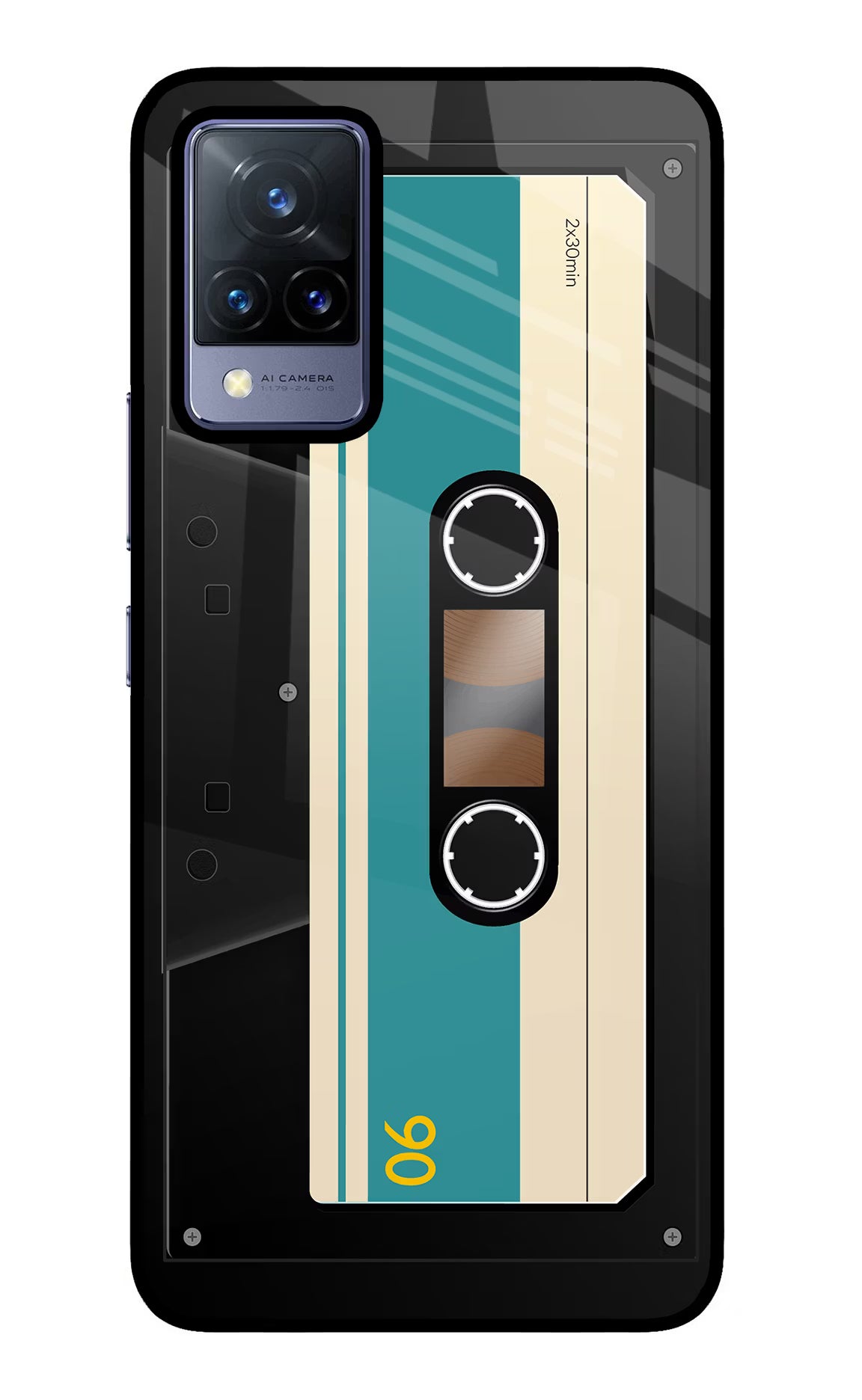 Cassette Vivo V21 Glass Case Back Cover by Casekaro
