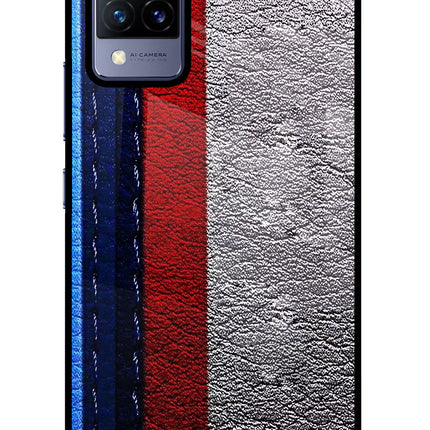 BMW Stripes Vivo V21 Glass Case Back Cover by Casekaro