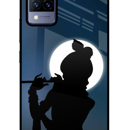 Shri Krishna Silhouette Vivo V21 Glass Case Back Cover by Casekaro