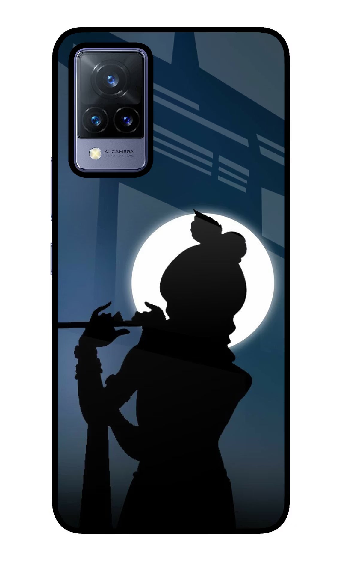 Shri Krishna Silhouette Vivo V21 Glass Case Back Cover by Casekaro
