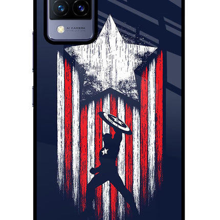 Captain America Marvel Art Vivo V21 Glass Case Back Cover by Casekaro