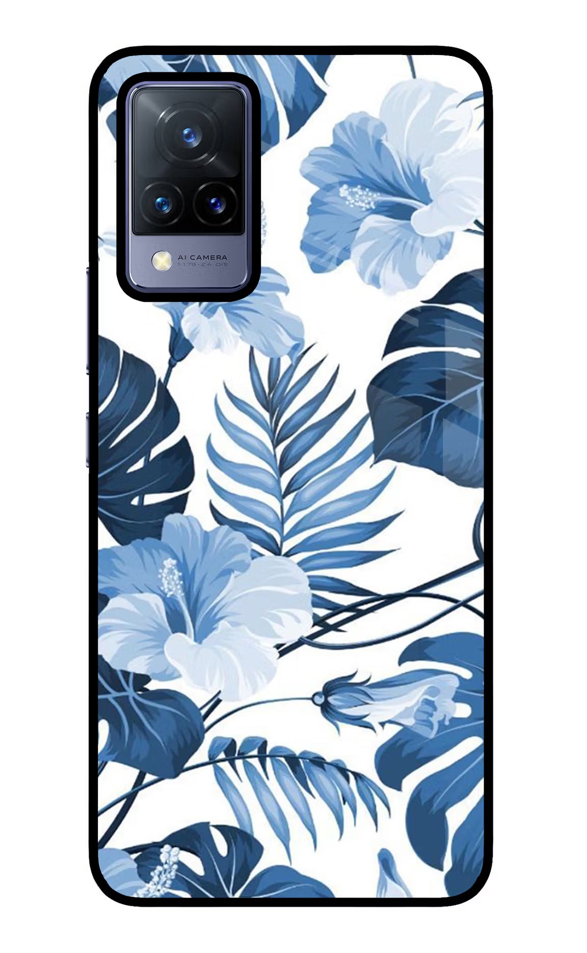 Fabric Art Vivo V21 Glass Case Back Cover by Casekaro
