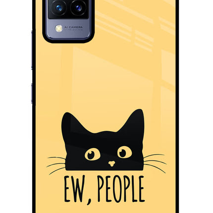 Ew People Catitude Vivo V21 Glass Case Back Cover by Casekaro