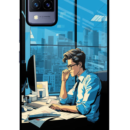 Focused Hustler (AI Generated) Vivo V21 Glass Case Back Cover by Casekaro
