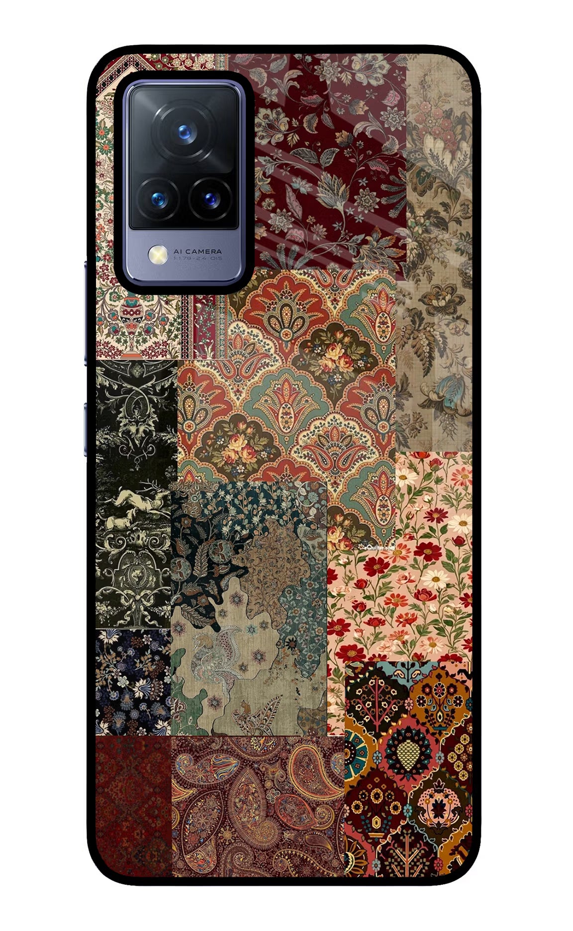Desi Print Vivo V21 Glass Case Back Cover by Casekaro