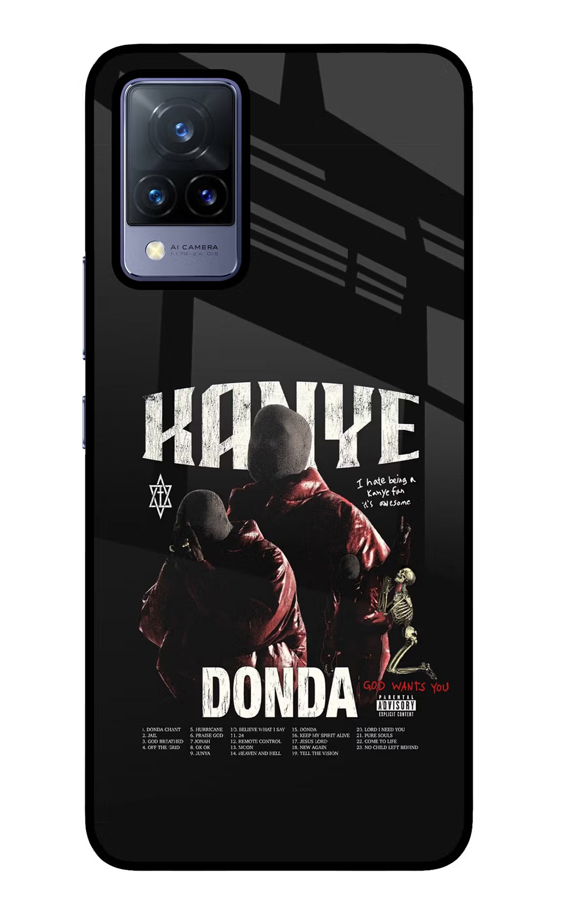 Donda Kanye West Vivo V21 Glass Case Back Cover by Casekaro