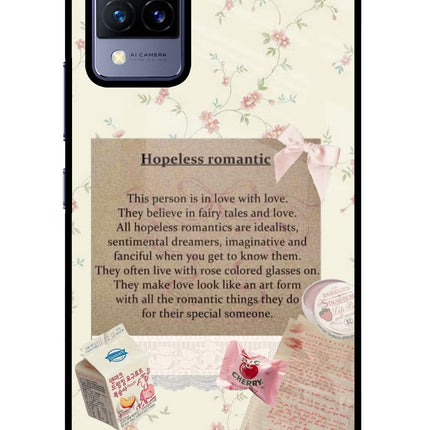 Hopeless Romantic Vivo V21 Glass Case Back Cover by Casekaro