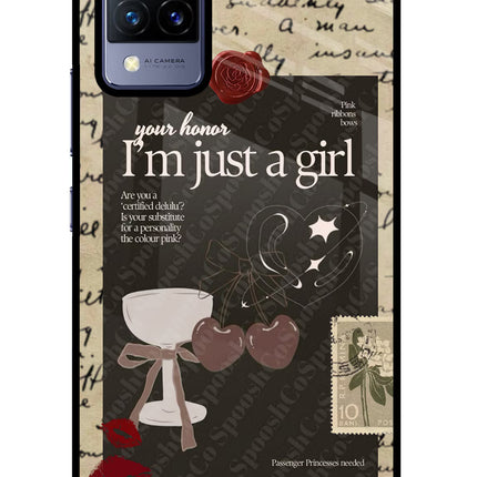 I am just a girl Vivo V21 Glass Case