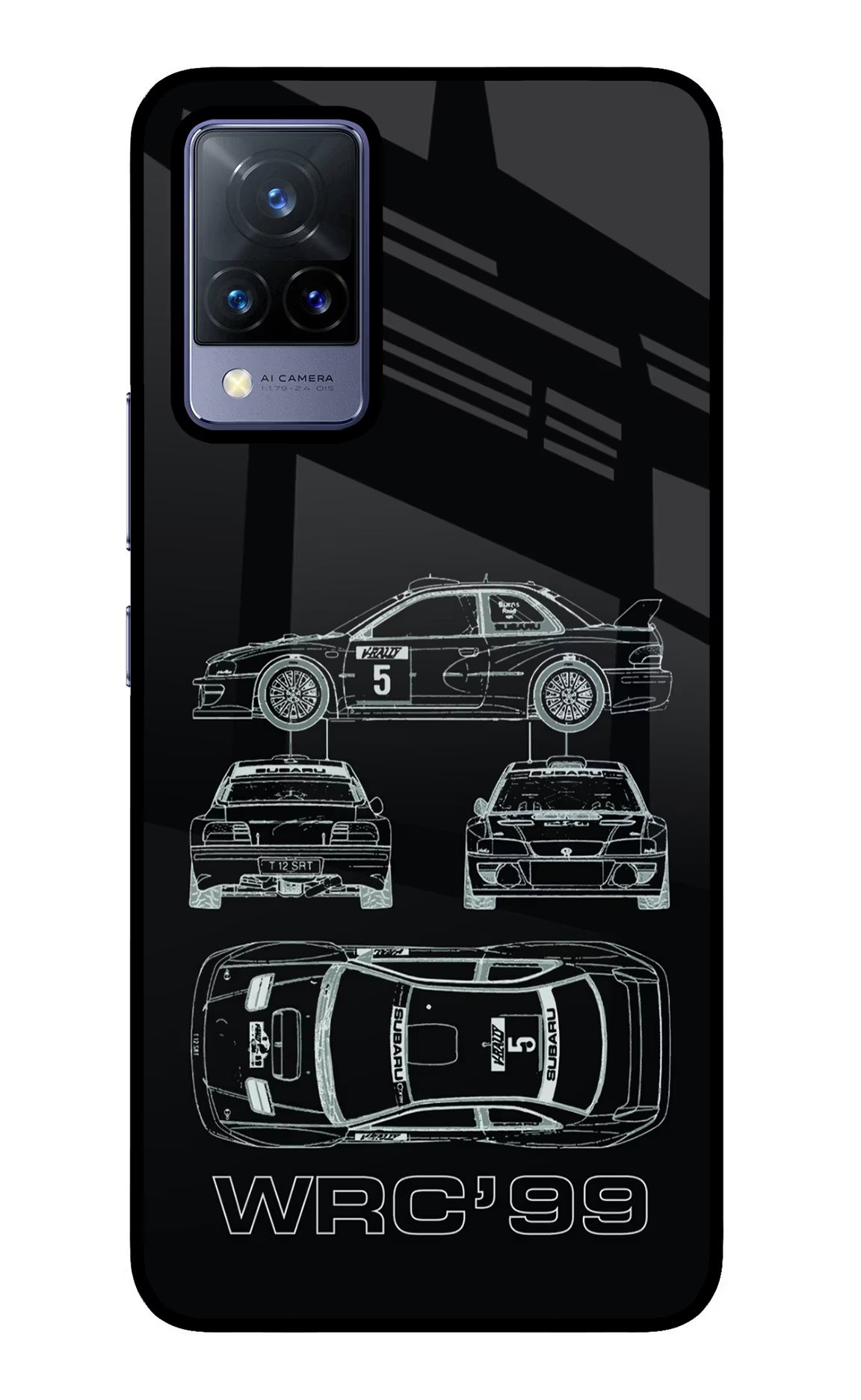 WRC'99 Vivo V21 Glass Case Back Cover by Casekaro