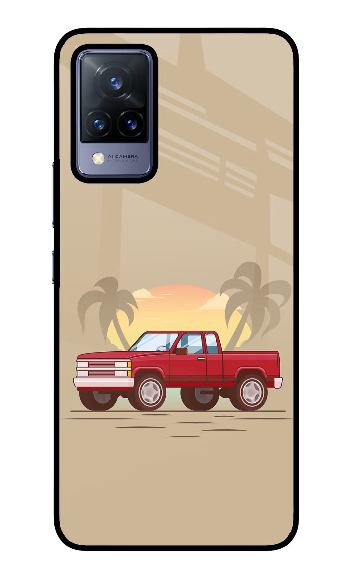 Desert Classic Drive Vivo V21 Glass Case Back Cover by Casekaro
