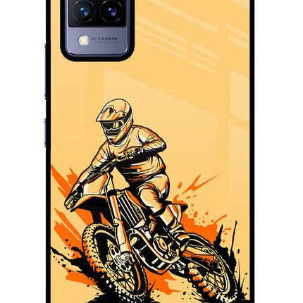 Off-Road Fury Vivo V21 Glass Case Back Cover by Casekaro