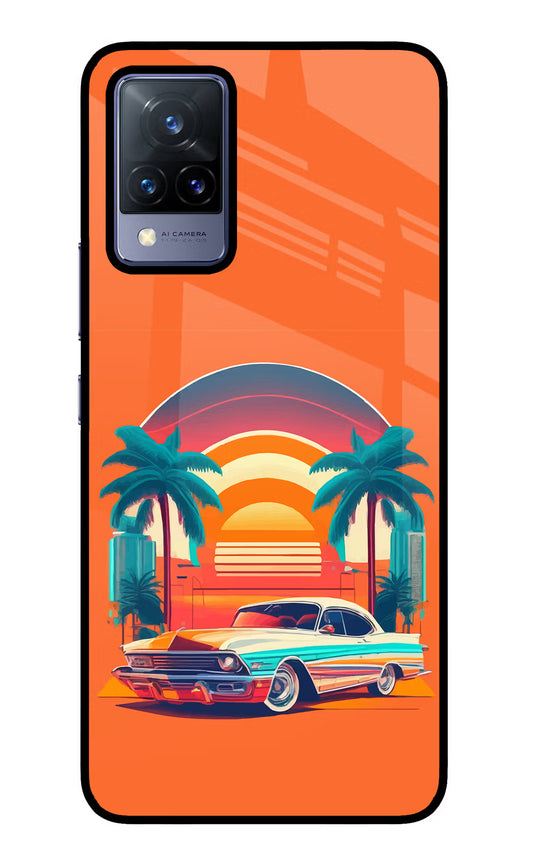 Palm Drive 80s Vivo V21 Glass Case