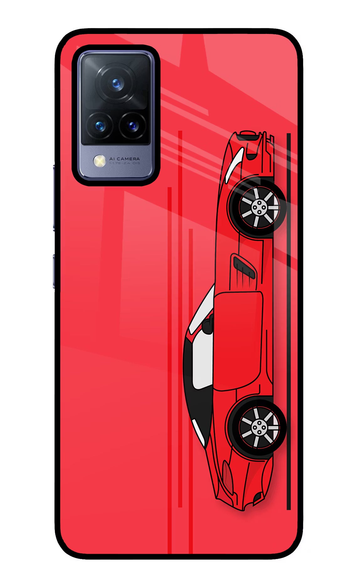 Red Velocity Vivo V21 Glass Case Back Cover by Casekaro