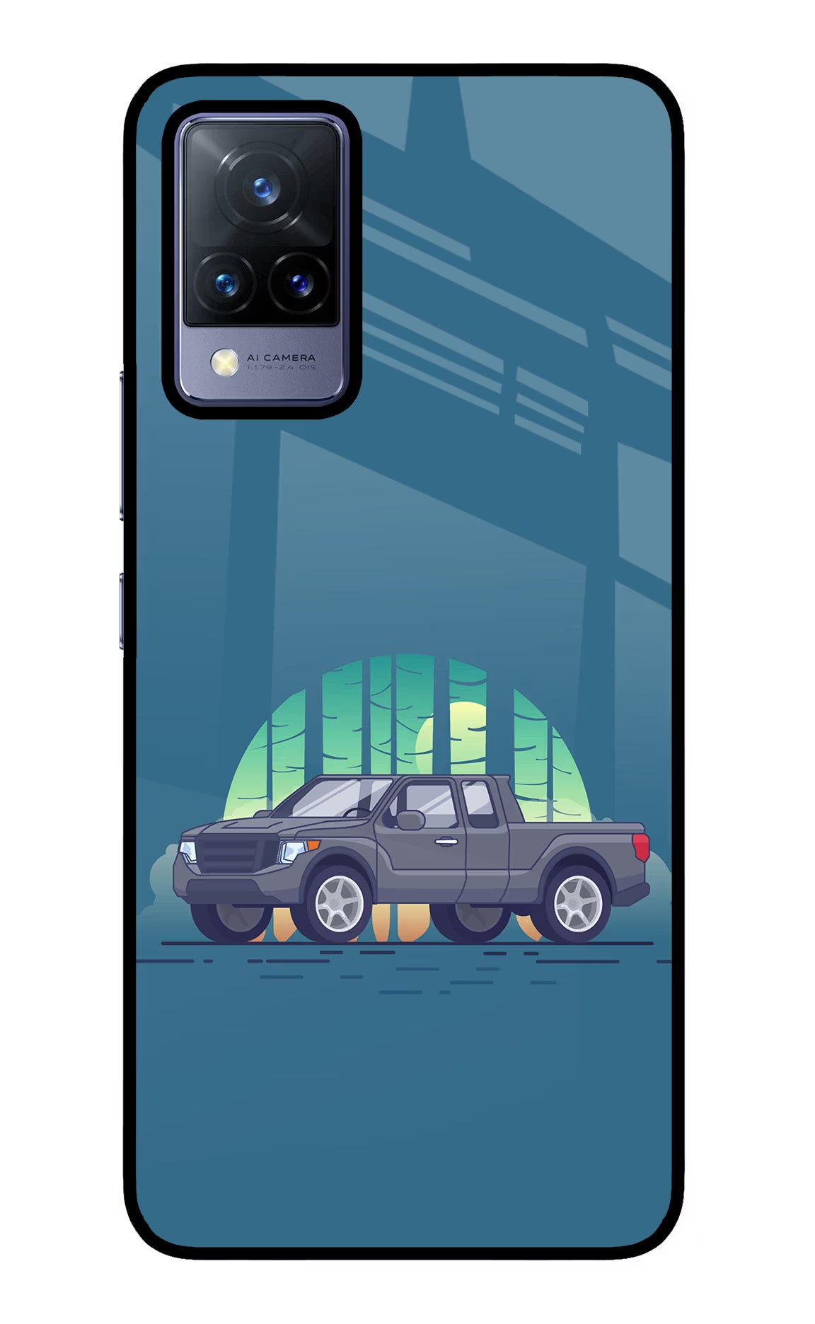 Retro Garage Vibe Vivo V21 Glass Case Back Cover by Casekaro