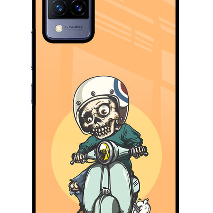 Undead Biker Vivo V21 Glass Case Back Cover by Casekaro