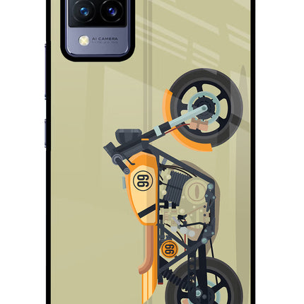 Vertical Speedster Vivo V21 Glass Case Back Cover by Casekaro